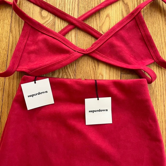 Superdown Red Faux Suede Set, Size Small - Picture 4 of 4